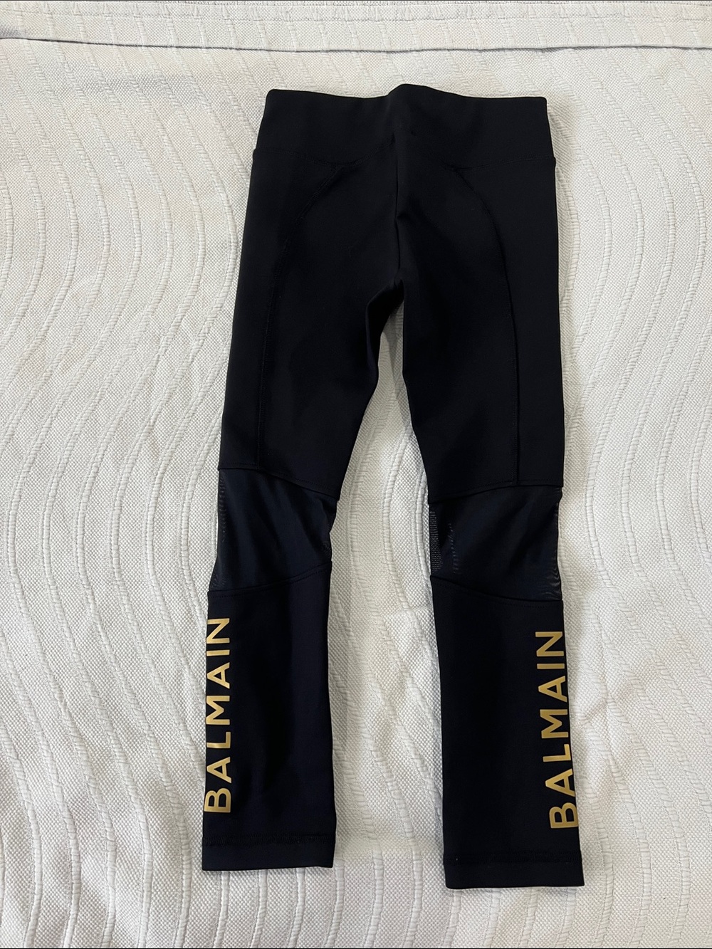 Balmain Kids Black Leggings with Gold BALMAIN Script
